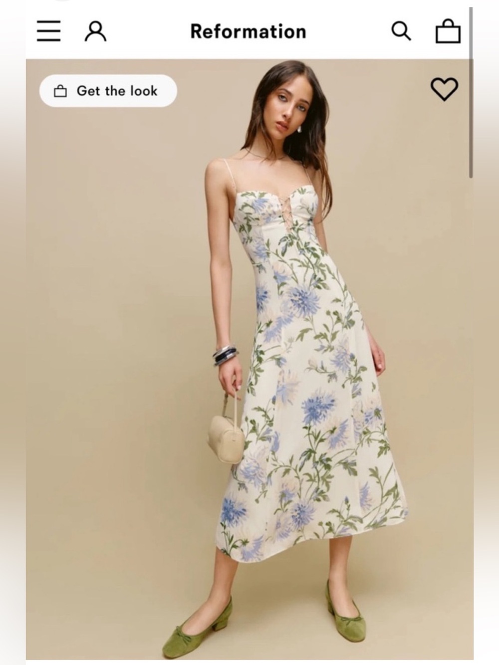Reformation Emely Slip Dress in Serenity NWT